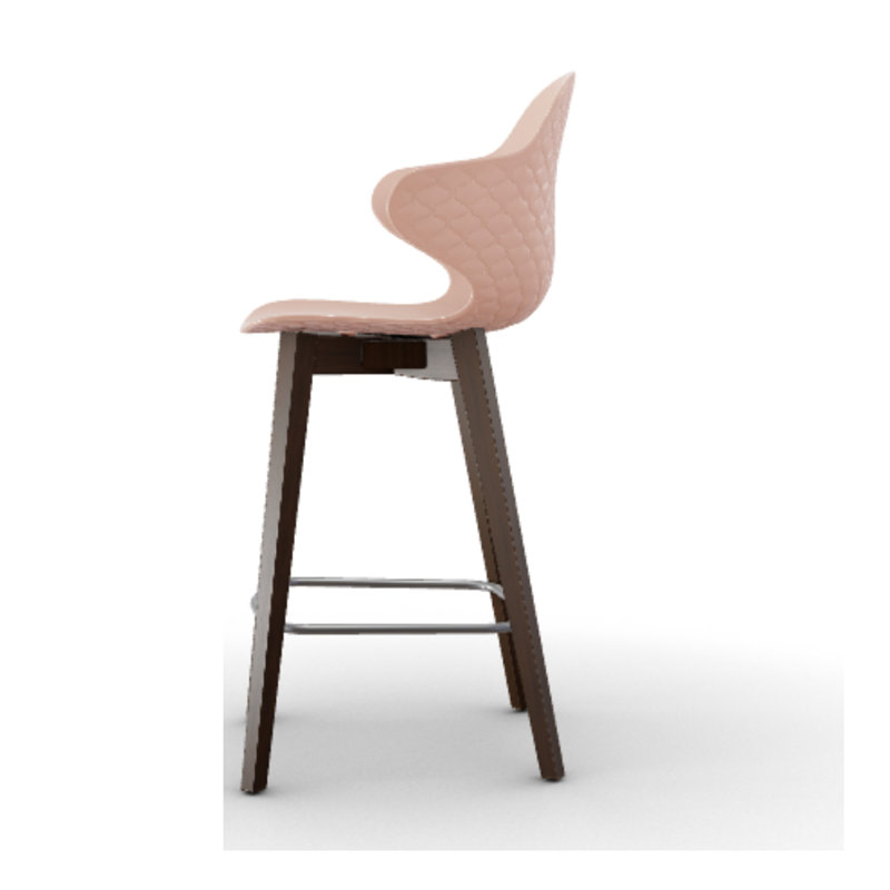 Calligaris Saint Tropez Ergonomic Stool with Plastic Shell and Wooden